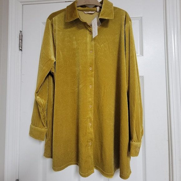 Soft Surroundings NWT Amber Textured Ribbed Velvet Boyfriend Tunic Shirt. - Picture 4 of 12